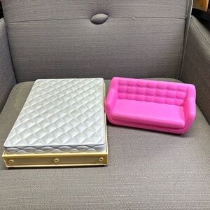 Rainbow High Pink Doll Sofa and White Doll Mattress Set Lot